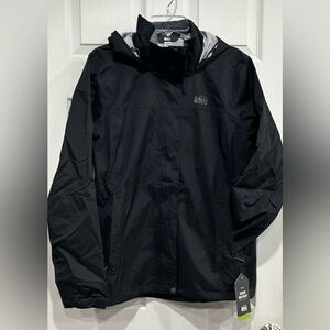 REI Co-op Women's 1X Rainier Rain Jacket Plus Sizes Black NWT Waterproof